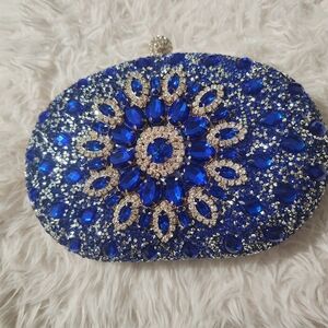 Elegant Blue Crystal Clutch